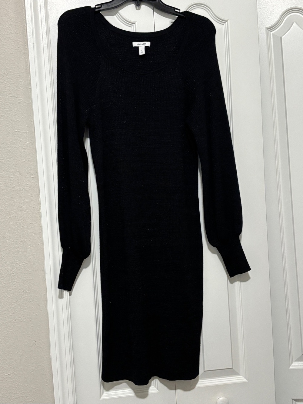 Nine West Black Knit Long Sleeve Dress